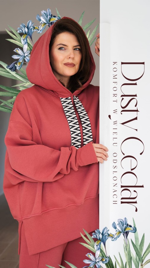 BLUZA KAPTUR ZERAYA SOTE - DUSTY CEDAR