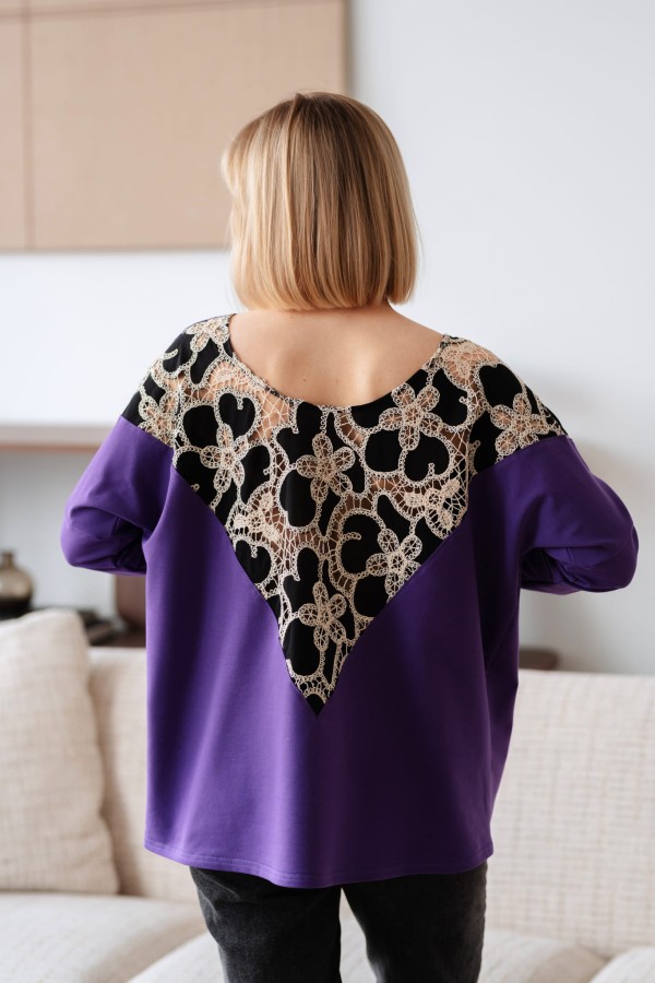 JUSIA LONGSLEEVE FIOLET KORONKA