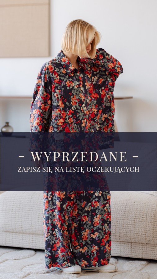 KOSZULA LULU OVERSIZE KRÓTKA / KWIATY GRANAT