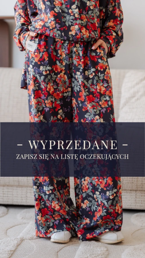 SZEROKIE SPODNIE NUBISY - KWIATY GRANAT