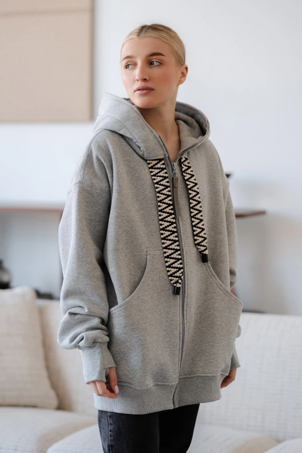 BLUZA MOJEGO CHLOPAKA ROZPINANA - SZARY MELANŻ