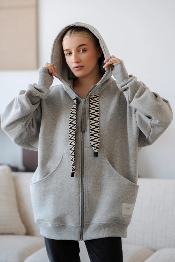 BLUZA MOJEGO CHLOPAKA ROZPINANA - SZARY MELANŻ