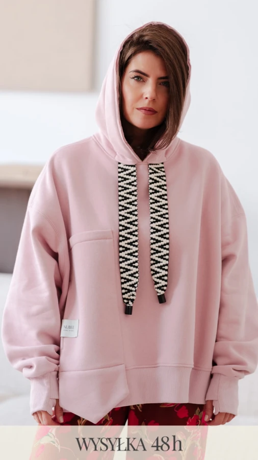 BLUZA Z KAPTUREM NOODIE SUBTELNY RÓŻ