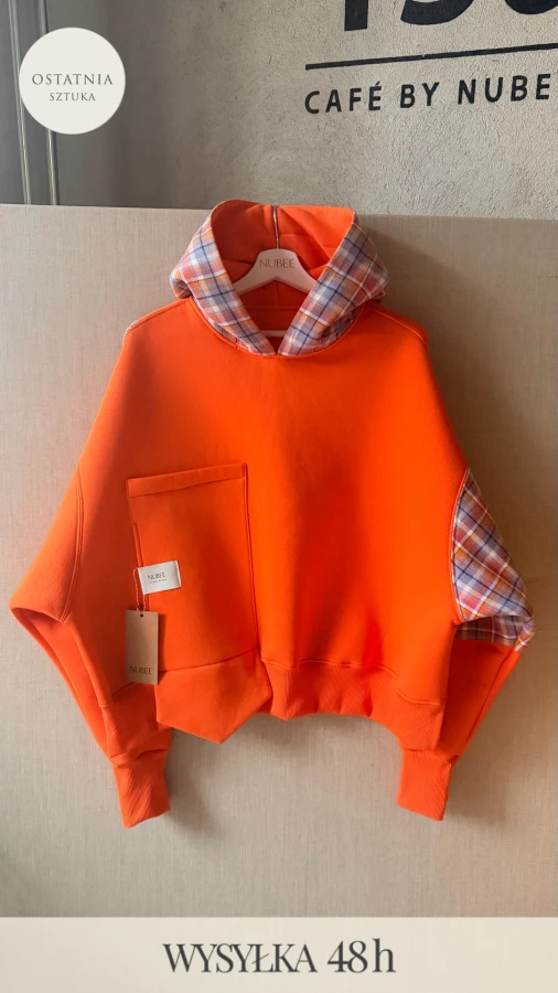 BLUZA Z KAPTUREM NOODIE POMARAŃCZ UNIKAT