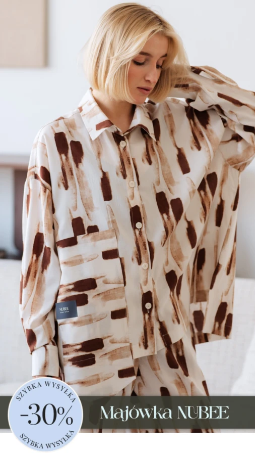 KOSZULA LULU OVERSIZE KRÓTKA / BRĄZ BEŻ AKWARELA