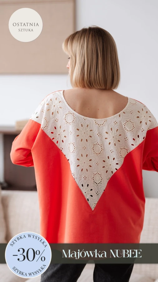 JUSIA LONGSLEEVE MLECZNY POMARAŃCZ KORONKA 