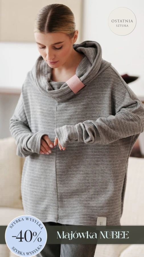 BLUZA Z KOMINEM NUBLOUSE / SZARA DZIANINA SWETROWA 
