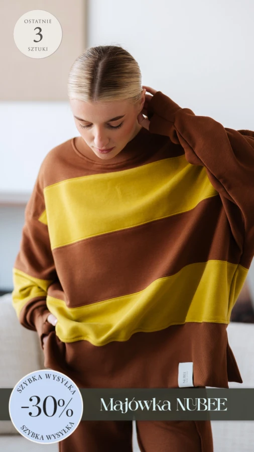 BLUZA STÓJKA ZERAYA - PASKI TOFFIE + GOLDEN LIME