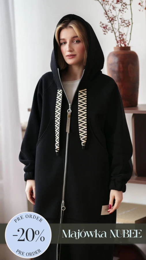BLUZA MAXI/PŁASZCZ KANG00 -  CZARNY