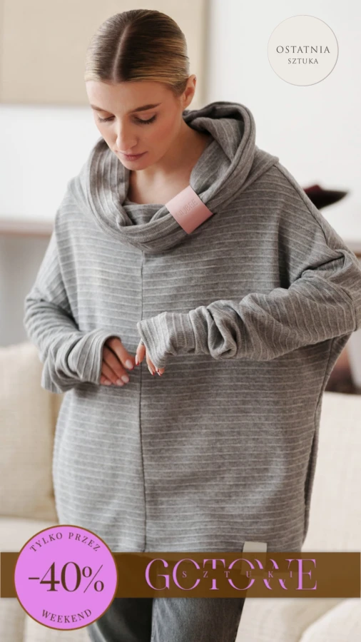 BLUZA Z KOMINEM NUBLOUSE / SZARA DZIANINA SWETROWA 
