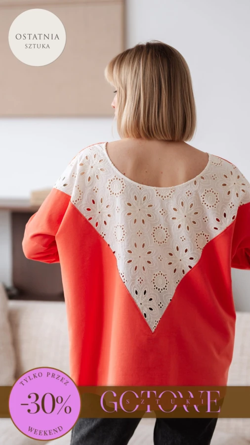 JUSIA LONGSLEEVE MLECZNY POMARAŃCZ KORONKA 