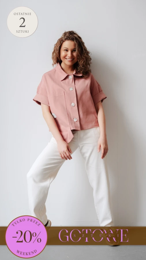 Nowy model. Koszula krótka - denim róż