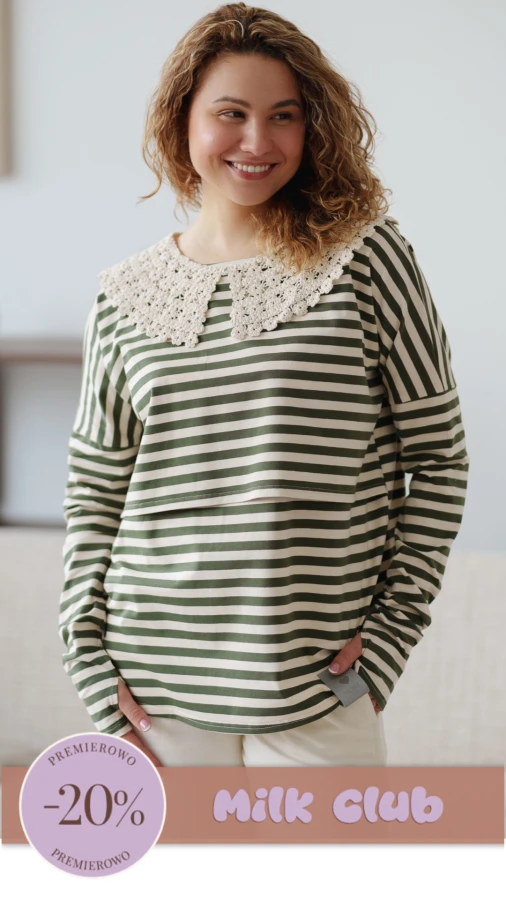 JUSIA LONGSLEEVE DO KARMIENIA PASKI CREAM & ZIELEŃ