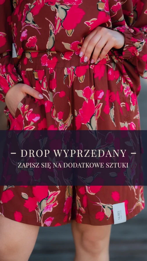 NOWOŚĆ! SPODENKI BOYFRIEND WISKOZA FUKSJOWE OGRODY