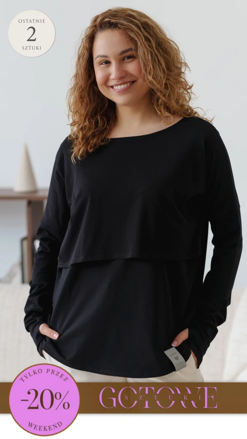 JUSIA LONGSLEEVE DO KARMIENIA CZARNY