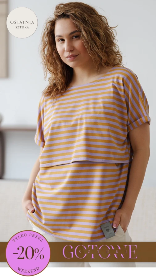 JUSIA - T-SHIRT DO KARMIENIA PASKI LILA & MIÓD
