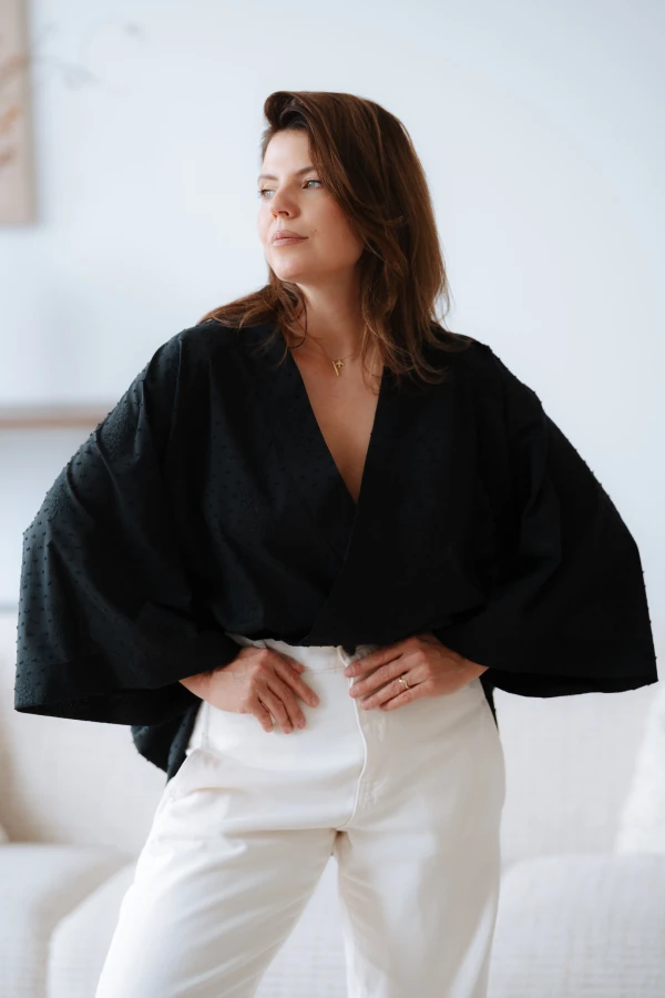 Kimono / Koszula Kimonowa – CZARNY BATYST PLUMETI