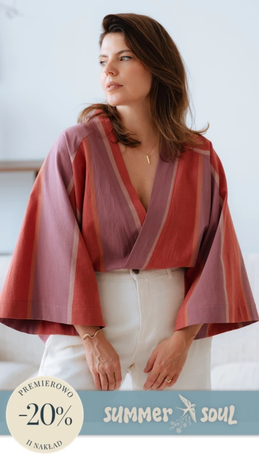 Kimono / Koszula Kimonowa – RÓZOWE PASY