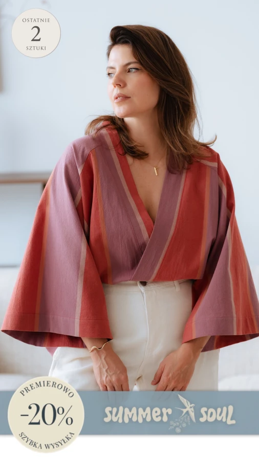 Kimono / Koszula Kimonowa – RÓZOWE PASY