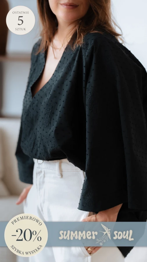 Kimono / Koszula Kimonowa – CZARNY BATYST PLUMETI