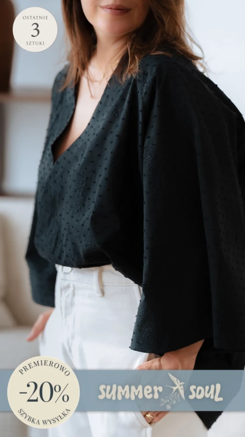 Kimono / Koszula Kimonowa – CZARNY BATYST PLUMETI