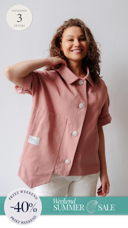 Nowy model. Koszula długa. Denim róż