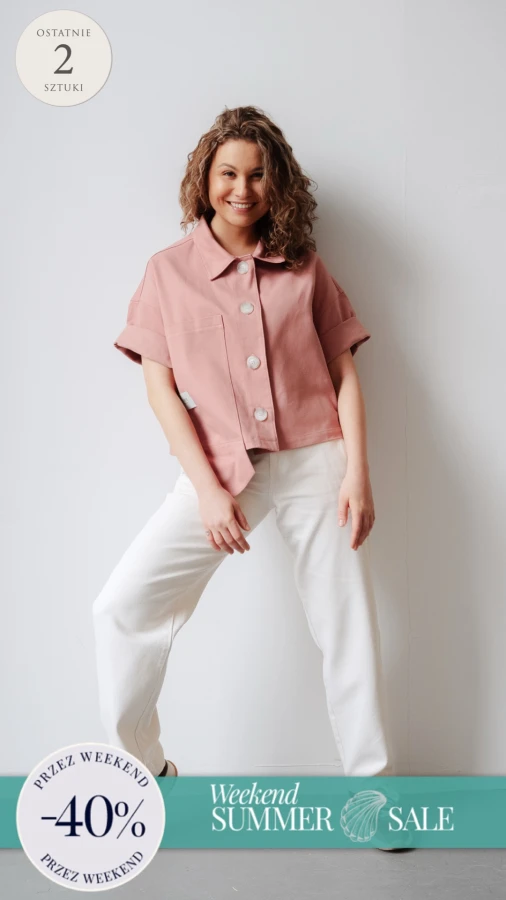 Nowy model. Koszula krótka - denim róż