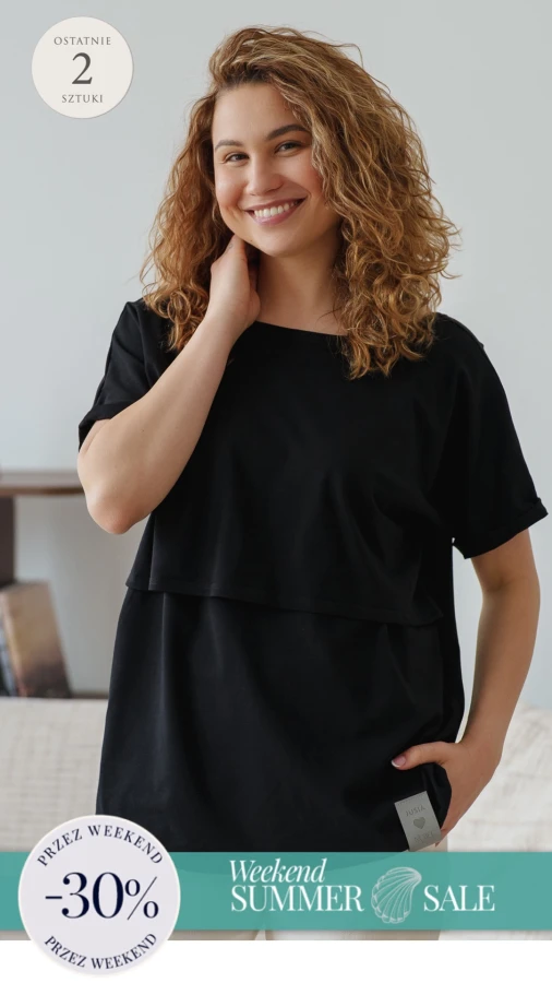 JUSIA - T-SHIRT DO KARMIENIA CZARNY