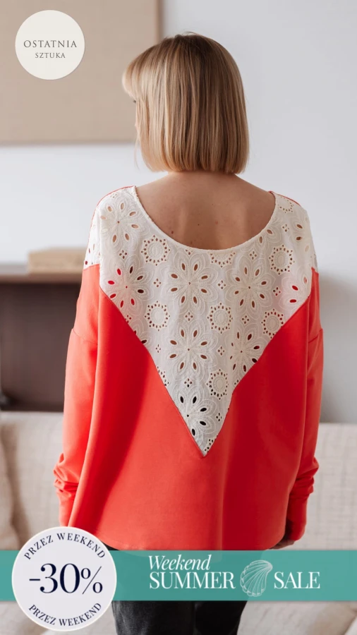 JUSIA LONGSLEEVE MLECZNY POMARAŃCZ KORONKA 