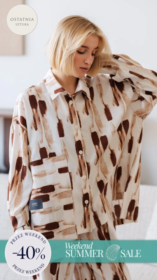KOSZULA LULU OVERSIZE KRÓTKA / BRĄZ BEŻ AKWARELA