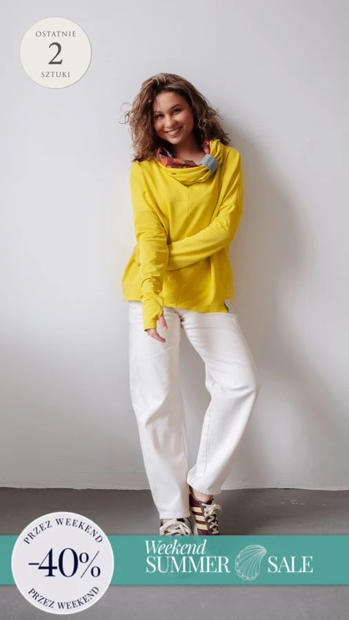 BLUZA Z KOMINEM -NUBLOUSE GOLDEN LIME - KWIATY POMARAŃCZ