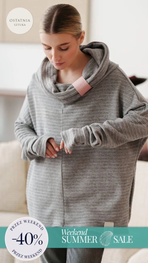 BLUZA Z KOMINEM NUBLOUSE / SZARA DZIANINA SWETROWA 