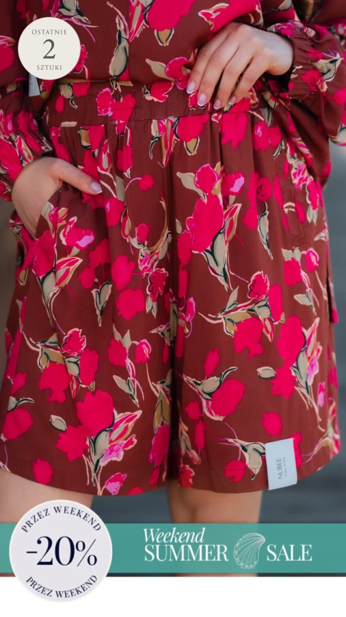 NOWOŚĆ! SPODENKI BOYFRIEND WISKOZA FUKSJOWE OGRODY