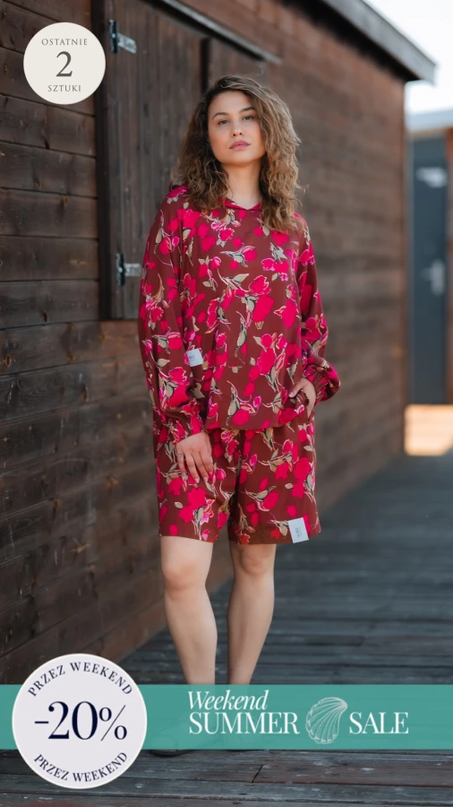 BLUZA KOSZULOWA FIKA WISKOZA FUKSJOWE OGRODY