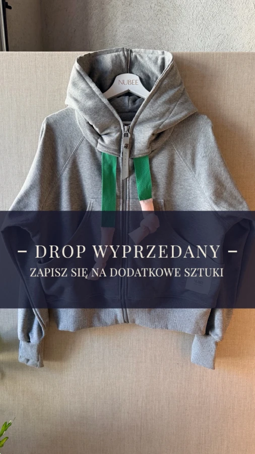 BLUZA KANG00 KRÓTKA - CIEMNY SZARY MELANŻ