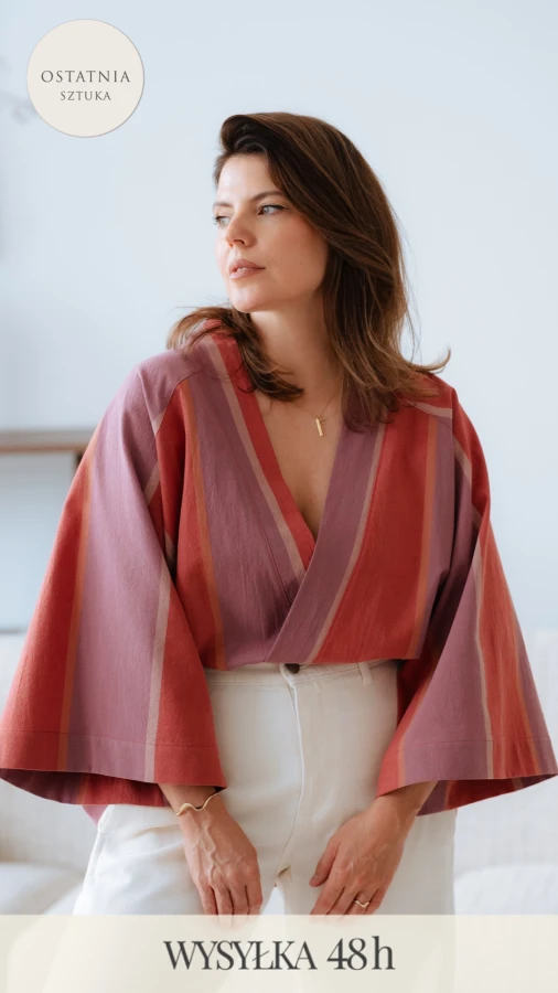 Kimono / Koszula Kimonowa – RÓZOWE PASY