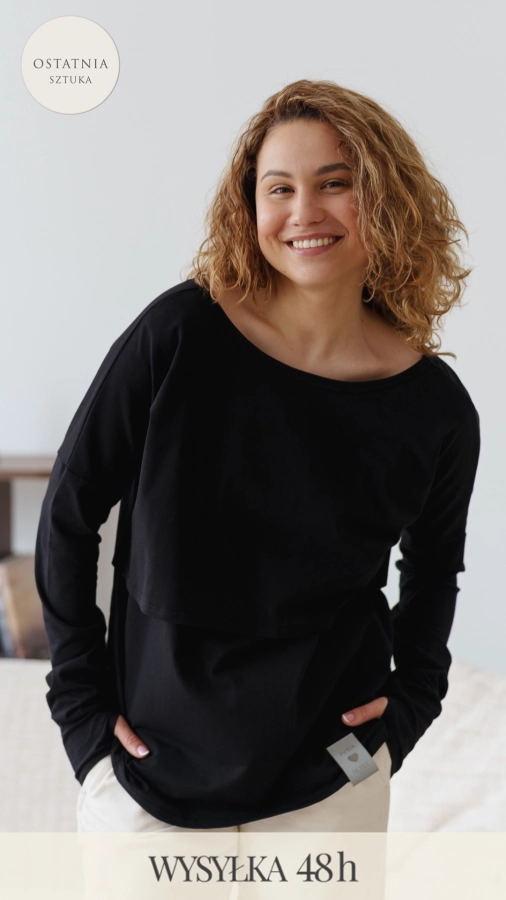 JUSIA LONGSLEEVE DO KARMIENIA CZARNY