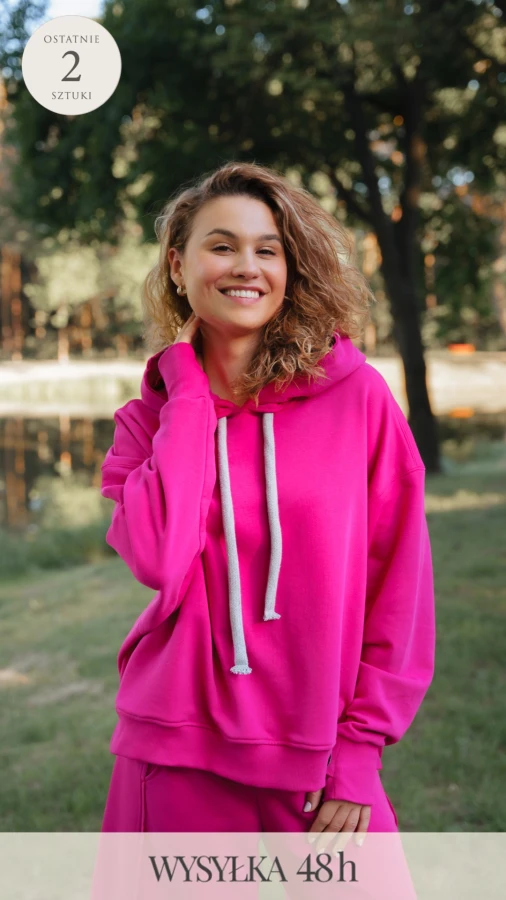 BLUZA LOVE Z KAPTUREM FUKSJA