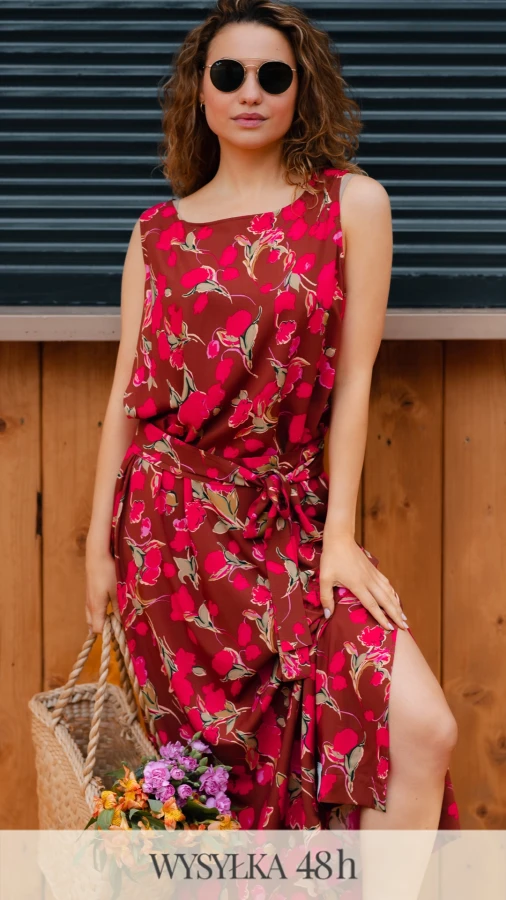 SUKIENKA MAXI SOLE - KWIATY FUKSJA