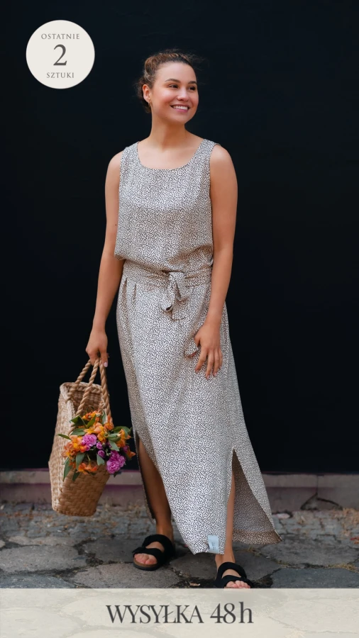 SUKIENKA MAXI SOLE - GROSZKI CREAM