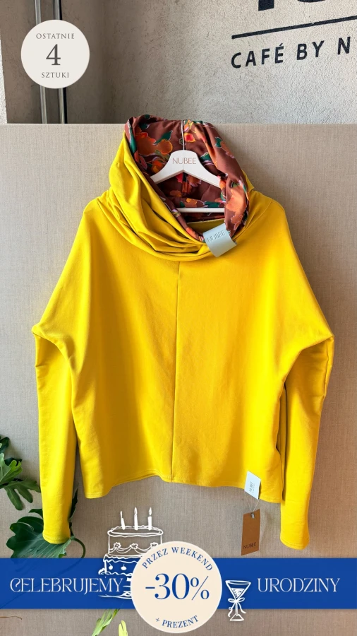 BLUZA Z KOMINEM -NUBLOUSE GOLDEN LIME - KWIATY POMARAŃCZ