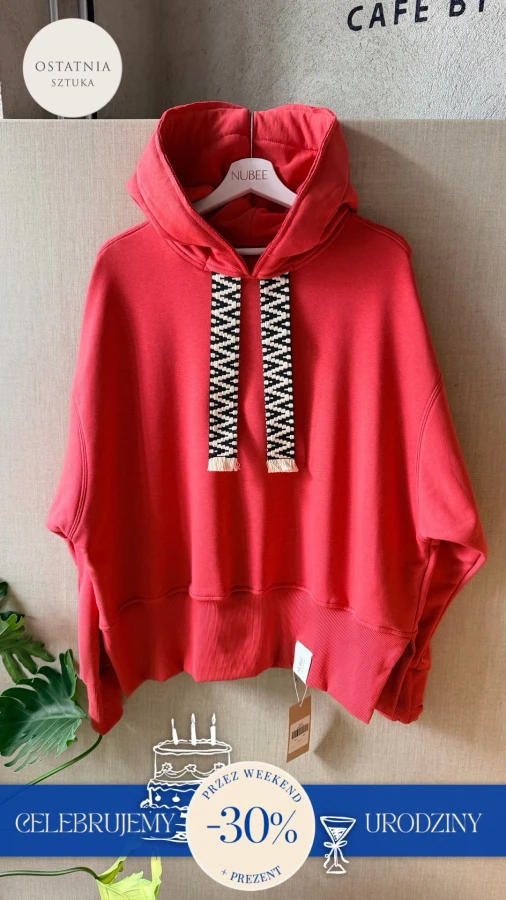 BLUZA KAPTUR ZERAYA SOTE - MALINA