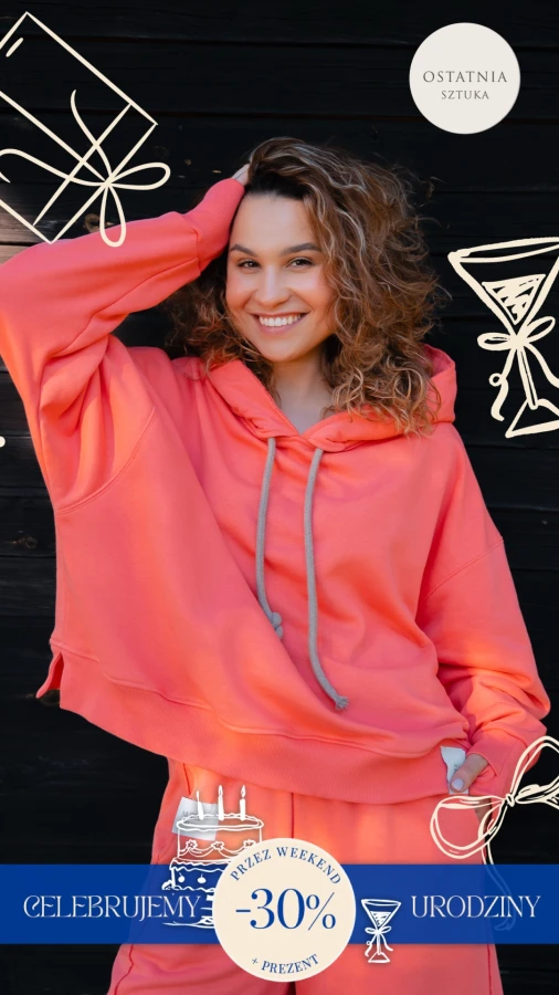 BLUZA LOVE Z KAPTUREM BRZOSKWINIA
