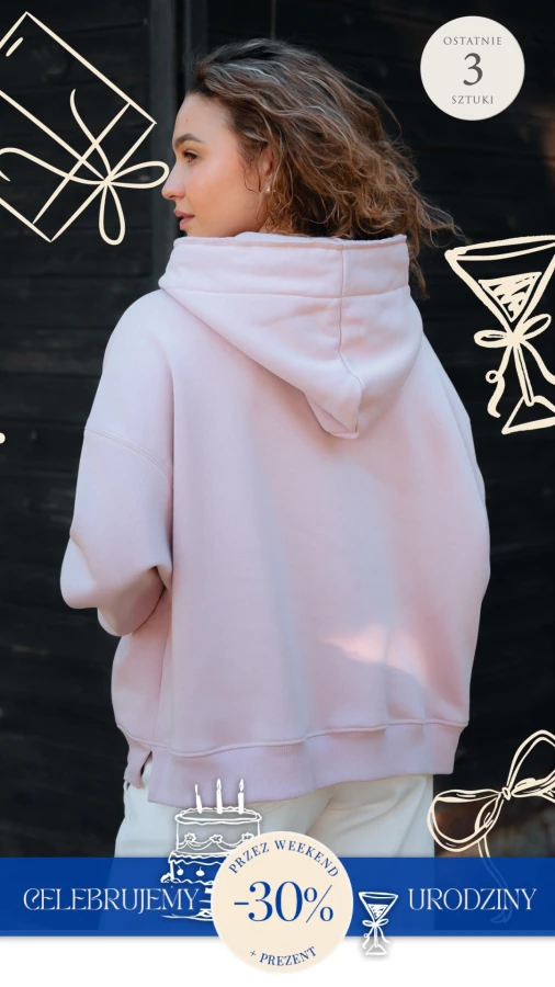 BLUZA LOVE Z KAPTUREM SUBTELNY RÓŻ
