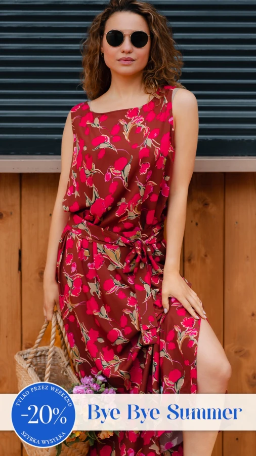 SUKIENKA MAXI SOLE - KWIATY FUKSJA