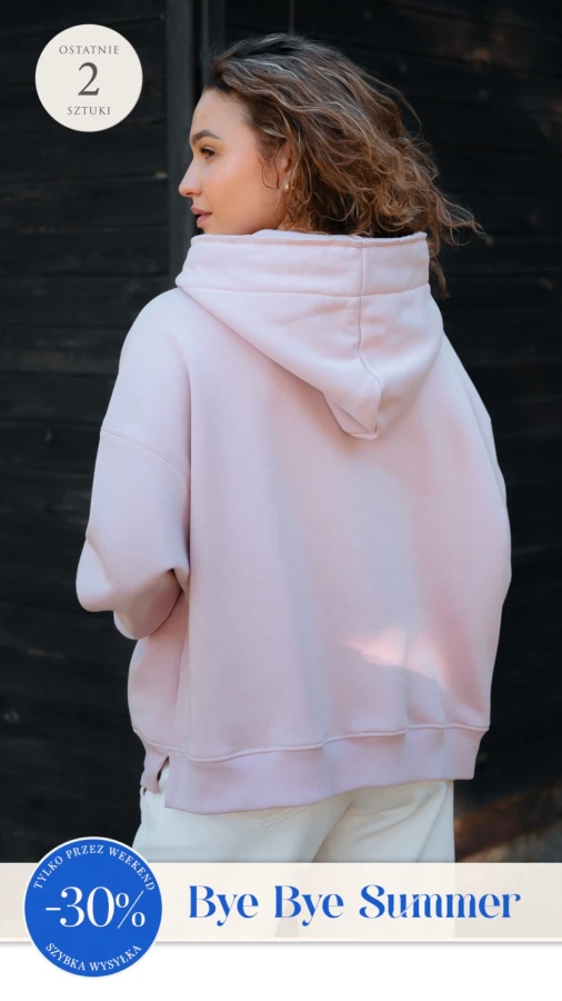 BLUZA LOVE Z KAPTUREM SUBTELNY RÓŻ