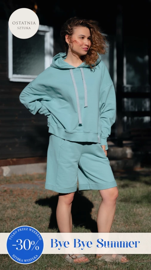 BLUZA LOVE Z KAPTUREM AQUA