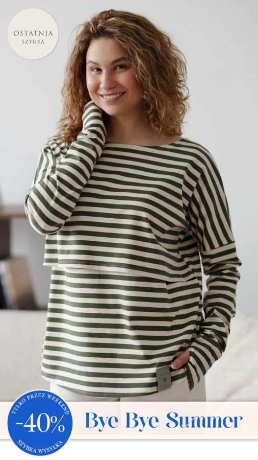 JUSIA LONGSLEEVE DO KARMIENIA PASKI CREAM & ZIELEŃ