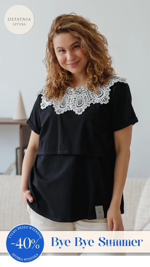 JUSIA - T-SHIRT DO KARMIENIA CZARNY