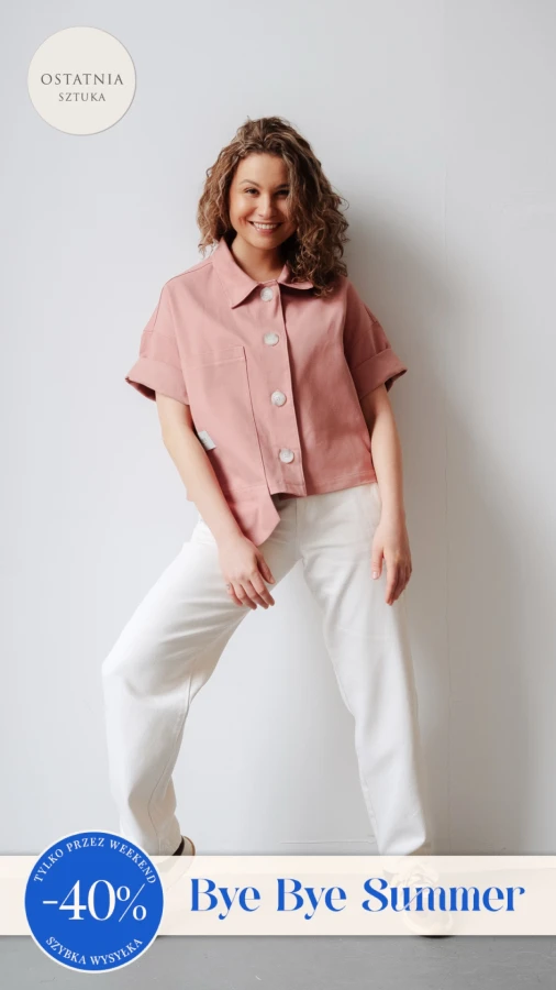Nowy model. Koszula krótka - denim róż